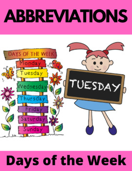 Preview of Abbreviation - Days of the Week Worksheets