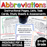 Abbreviations Worksheet: Rules, Task Cards, Anchor Chart, 