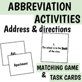 Abbreviations Address and Directions Task Cards & Matching