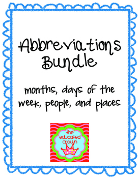Preview of Abbreviations Bundle!!! worksheets, matching games, task cards, test