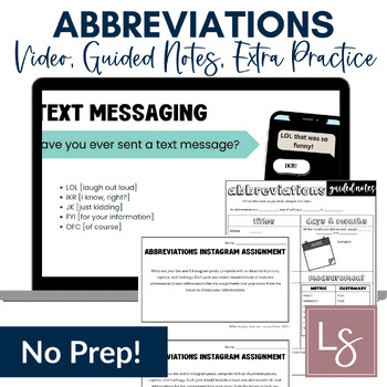 Preview of Abbreviations Grammar Video and Worksheet, Emergency Sub Plans 5th, 6th Grade