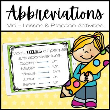 Preview of Abbreviations | Mini Lesson | Practice Activities | Google Classroom