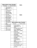 Abbreviations Letter Checklist