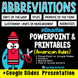 Abbreviations PowerPoint / Google Slides, Worksheets, & More
