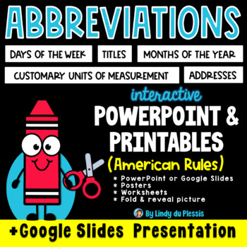 Preview of Abbreviations PowerPoint / Google Slides, Worksheets, & More