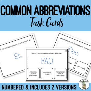 Preview of Abbreviations Task Cards