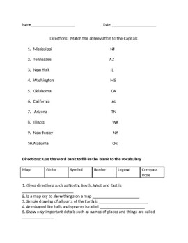 Preview of Abbreviations and Map Vocabulary