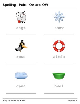 Abby Phonics - First Grade - Vowel Pairs: OA and OW Series ...