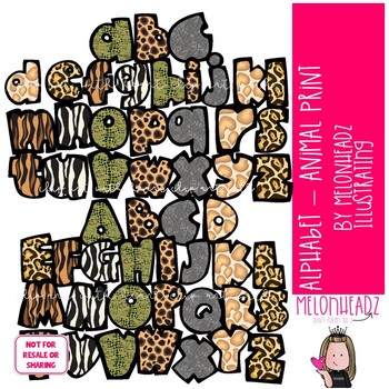 alphabet clip art animal print melonheadz clipart by melonheadz