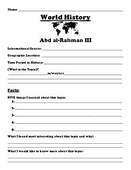 Preview of Abd al-Rahman III "5-FACT" Research Summary Assignment