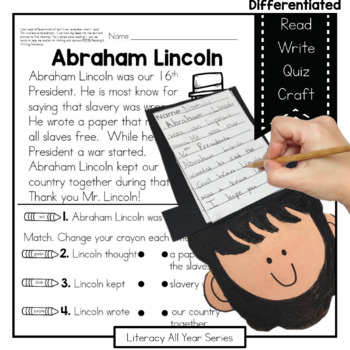 Preview of Abe Lincoln - Literacy and Craft
