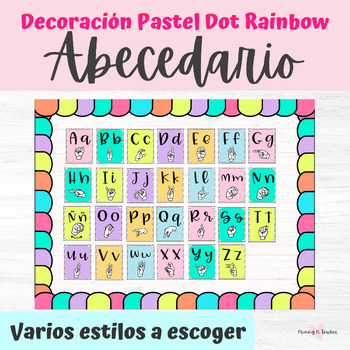 Abecedario Decoración Pastel Dot Rainbow Spanish Alphabet Decoration