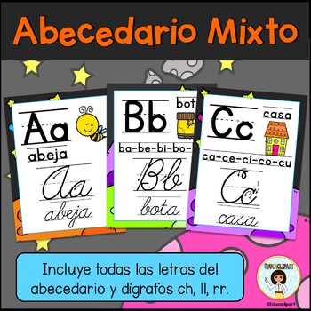 Abecedario Mixto Espacio (Spanish Alphabet Posters Print/Script Space)