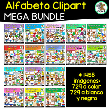 Preview of Alfabeto en Español Clipart / Spanish Alphabet Clipart MEGA BUNDLE 1442 imágenes