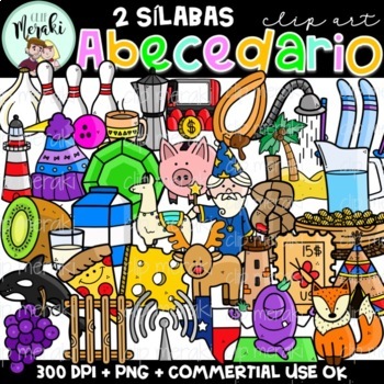 Preview of Abecedario en Español 2 sílabas. Spanish alphabet Clip Art.