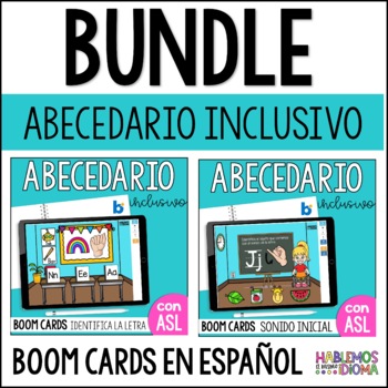 Preview of Abecedario y sonido inicial Bundle | Alphabeth boom cards in Spanish