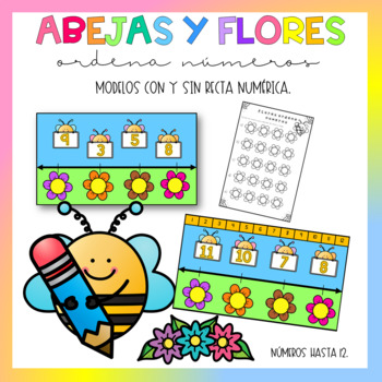 Preview of Abejas y flores ordenanúmeros (hasta 12)