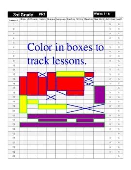 Preview of Abeka 3rd Grade Lesson Progress Tracker Coloring Pages
