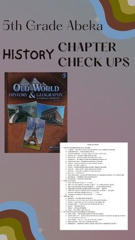 Preview of Abeka 5th Grade History Chapter Checkups (All Chapters Included!)
