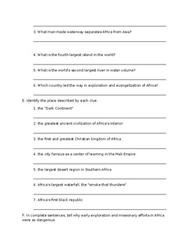 Abeka 5th grade History Chapter 8 Comprehension and chapter checkup