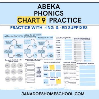 Preview of Spelling Practice for Abeka Phonics Chart 9 - Adding -ed & -ing to Words