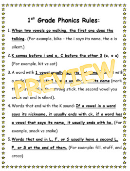 Preview of Abeka Phonics Rules Handout