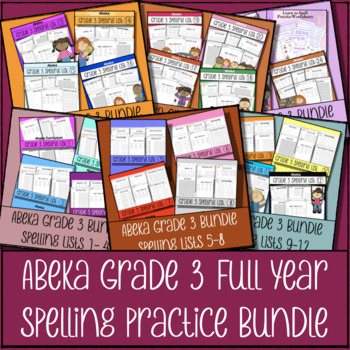 Preview of Abeka Spelling Vocabulary & Poetry 3 - 6th Edition - FULL YEAR PRACTICE BUNDLE
