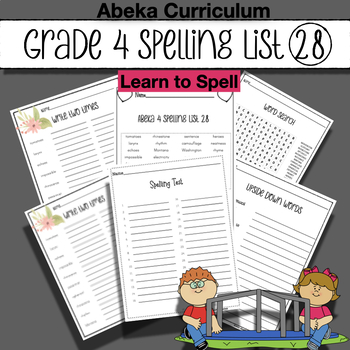 Abeka Spelling Vocabulary & Poetry 4 - 5th Edition - Spelling List 28 ...