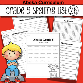 Preview of Abeka Spelling, Vocabulary & Poetry 5 - 5th Ed - List 26 - Review