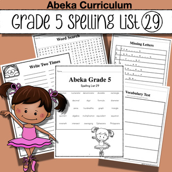 Preview of Abeka Spelling, Vocabulary & Poetry 5 - 5th Ed - List 29 - Mathematics