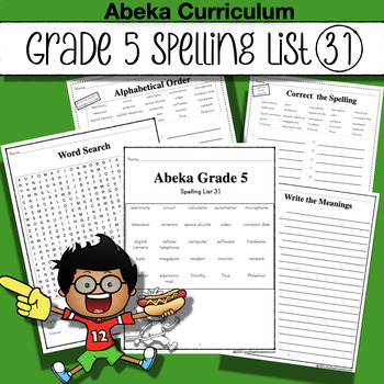Preview of Abeka Spelling, Vocabulary & Poetry 5 - 5th Ed - List 31 - Technology
