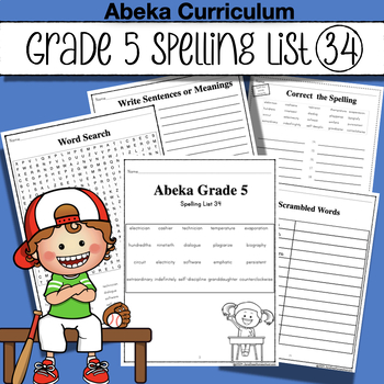 Preview of Abeka Spelling, Vocabulary & Poetry 5 - 5th Ed - List 34 - Review