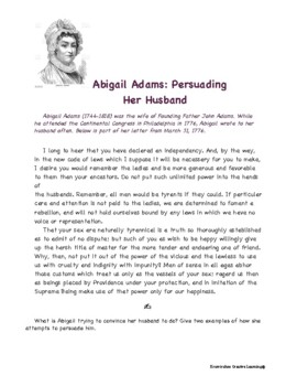 Preview of Abigail Adams (short passage persuasive essay)