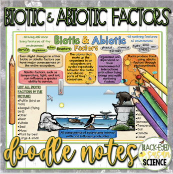 Preview of Biotic Factors and Abiotic Factors Doodle Notes & Quiz
