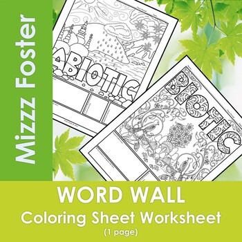 Preview of Abiotic and Biotic Word Wall Coloring Sheets (2 pgs)