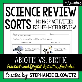Preview of Abiotic vs. Biotic Factors Review Sort | Printable, Digital & Easel