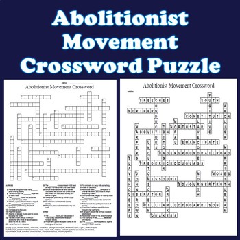 Abolitionist Movement Crossword by Mr Tillman #39 s Social Studies TPT
