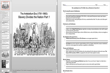 Preview of Abolitionists and the Second Great Awakening Powerpoint AND Notes Worksheet