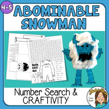 Preview of Abominable Snowman Fun Math Holiday Activities - Craft and Number Search