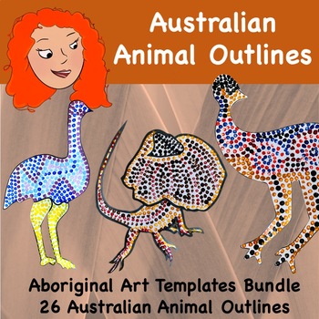 Preview of Aboriginal Art Templates | Australian Animal Outlines Bundle