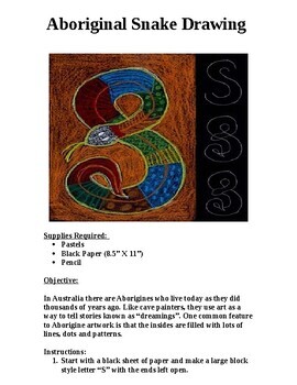 Preview of Create an "Aboriginal Snake"  Pastel Drawing With 10 Distinct Sections!