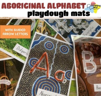 Preview of Aboriginal culture themed Alphabet Playdough Mats | letters with guiding arrows