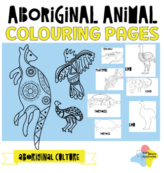 Preview of Aboriginal pattern Australian native animals colouring pages