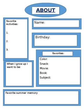 Preview of About Me Activity Sheet