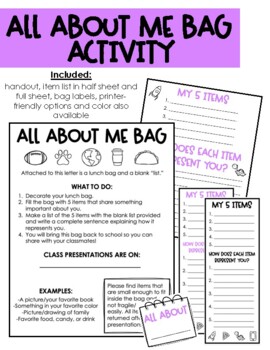 About Me Bag by graphicteeteacher | Teachers Pay Teachers