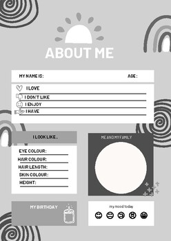 Preview of About Me (Black and White)