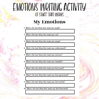 Preview of About Me- Emotions Writing Activity- Occupational Therapy