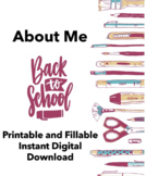 About Me - First Day of School Activity - Secondary