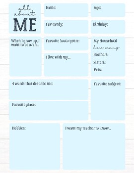 About Me Ice Breaker Handout by Teaching with Hess | TPT