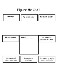 Preview of About Me Maths- Figure Me Out Sticky Notes Activity!